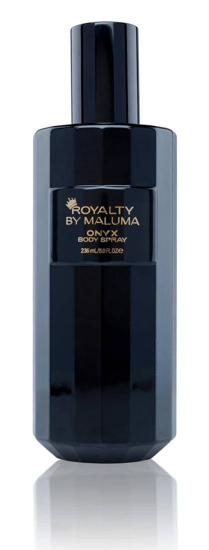 Royalty By Maluma Onyx Body Spray, 8 oz - Luxurious Long-Lasting Perfume for Men - Fougere Amber Wood Fragrance - Cardamon, Pear, Bergamot Top Notes - Ideal Gift for Men