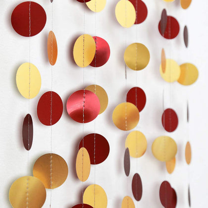 Cheerland Gold Maroon Party Decorations Scarket Red Circle Dots Garland Streamer Hanging Backdrop Wedding Birthday Engagement Bridal Shower Bachelorette Graduation Chinese New Year Decor