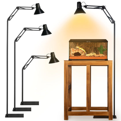 coospider-repta Extra Tall Terrarium Heat Lamp with Adjustable Height and Lampshade Reptile Light Stand with Lampshade Bulb Not Included Floor Lamp Holder 250W Max (with Lampshade)