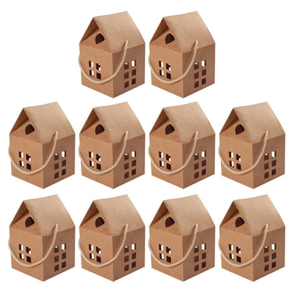 ARTIBETTER 10Pcs House Shaped Candy Boxes Gift Boxes Sweet Paper Treat Bags Chocolate Biscuits Case Gift Box Cardboard Boxes for Wedding Baby Shower Birthday Party Supplies Log¡