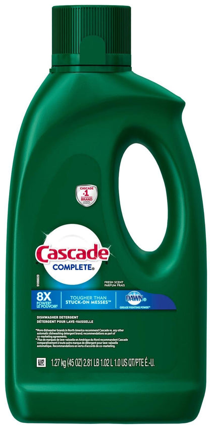 Cascade Complete Gel Dishwasher Detergent, Fresh Scent, 45 Oz