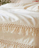 White Duvet Cover Fringed Cotton Tassel Boho Quilt Cover (96inL*104inW)