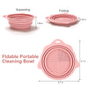 Foldable Silicone Makeup Brush Cleaner Bowl - Etercycle Portable Cleaning Tool for Brushes, Powder Puffs, and Sponges (Pink)