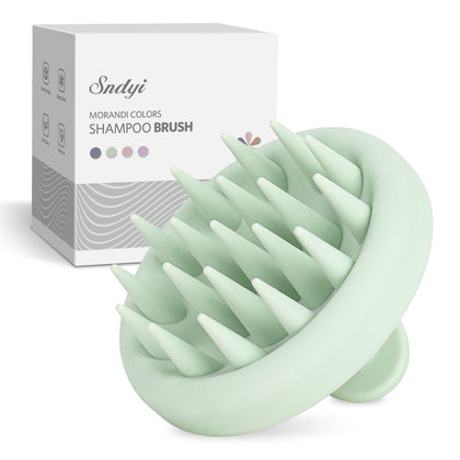 Sndyi Silicone Scalp Massager Shampoo Brush, Hair Scrubber with Soft Silicone Bristles, Scalp Scrubber/Exfoliator for Dandruff Removal, Wet Dry Scalp Brush for Hair Growth & Scalp Care, Fir Green