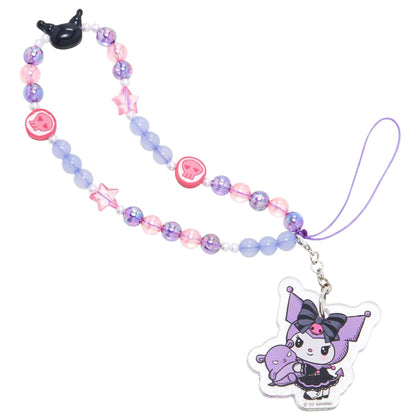 iFace Hello Kitty and Friends Beaded Wristlet Universal Phone Charm Strap - Cute Wrist Chain Lanyard Aesthetic Decor Strap for Cell Phone Camera Keys AirPods Keychains - Kuromi and Baku