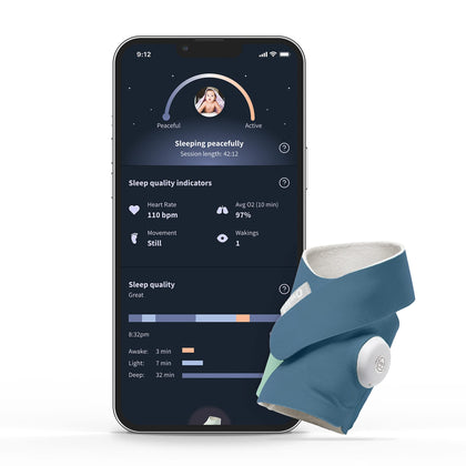 Owlet Dream Sock® - FDA-Cleared Smart Baby Monitor - Track Live Pulse (Heart) Rate, Oxygen In Infants - Receive Notifications - Bedtime Blue