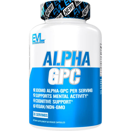 Nootropic Alpha GPC Choline Supplement - Alpha GPC 600 mg Nootropics Brain Support Supplement Acetylcholine Precursor and Mood Booster - EVL Nutrition Brain Supplement for Memory and Focus Support