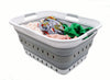 SAMMART 42L (11 gallon) Collapsible Plastic Laundry Basket - Foldable Pop Up Storage Container/Organizer - Portable Washing Tub - Space Saving Hamper/Basket (1, White/Grey)