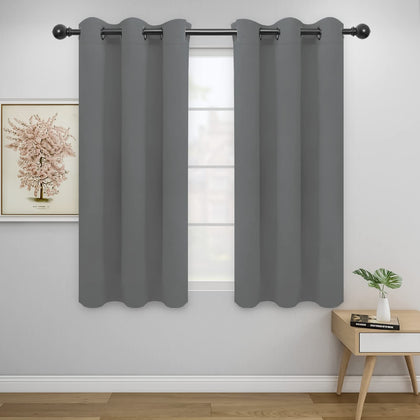 Easy-Going Blackout Curtains for Bedroom, Solid Thermal Insulated Grommet and Noise Reduction Window Drapes, Room Darkening Curtains for Living Room, 2 Panels(42x63 in, Gray)