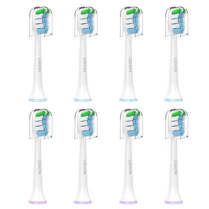 USHON Replacement Toothbrush Heads for Philips Sonicare Replacement Heads, Brush Heads Compatible with Phillips Sonicare Snap-on Electric Tooth Brushes, 8 Pack