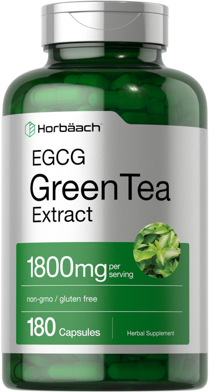 EGCG Green Tea Extract Pills | 180 Capsules | Max Potency | Non-GMO & Gluten Free Supplement | by Horbaach