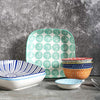 Selamica Porcelain 8-inch Square Dinner Plates, Salad Pasta Bowls, Set of 6, Assorted Colors