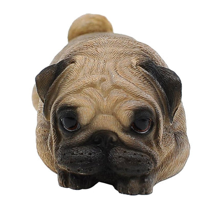 Comfy Hour Doggyland Collection, Miniature Dog Collectibles 5 Gazing Softly Ahead Lying Pug Figurine, Realistic Lifelike Animal Statue Home Decoration, Fawn Brown, Polyresin