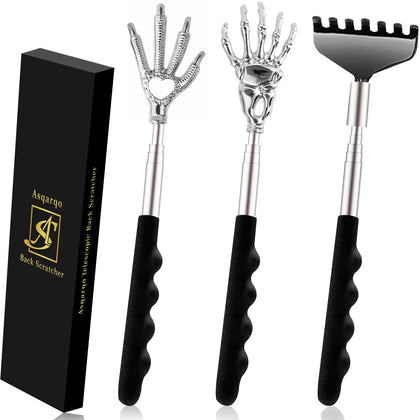 Asqarqo Back Scratcher 3 Pcs Different Design Telescopic Back scratchers with a Pretty Box, Portable Extendable Back Massager Great Gifts for Men or Women Stocking Stuffers