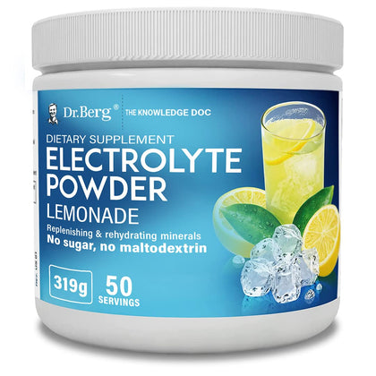 Dr. Berg Hydration Keto Electrolyte Powder - Enhanced w/ 1,000mg of Potassium & Real Pink Himalayan Salt (NOT Table Salt) - Lemonade Flavor Hydration Drink Mix Supplement - 50 Servings