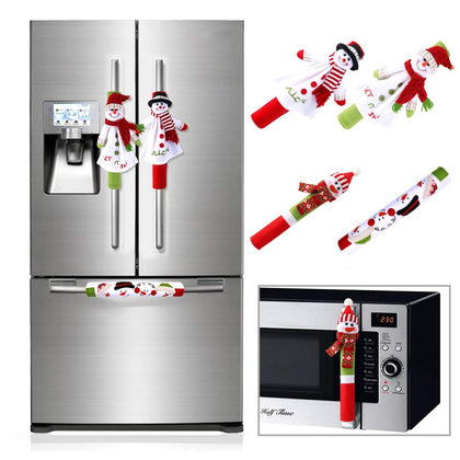 OurWarm Aytai 4pcs Christmas Fridge Handle Covers Snowman Refrigerator Door Handle Cover Kitchen Appliance for Christmas Decorations