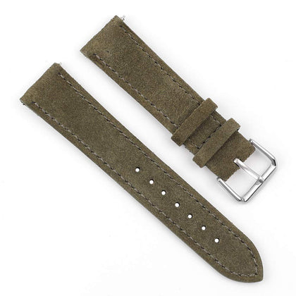 Onthelevel Suede Watch Strap-18mm 19mm 20mm 22mm 24mm Suede Leather with Black Leather Back Watch Band for Men or Women (18mm, Green)
