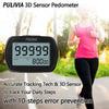 PULIVIA Pedometer 3D Step Counter with Clock, Steps Tracker Portable Sport Pedometer with Clip and Lanyard, Step Counter Pedometer for Working Running Elder Kids Men Women, Black