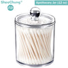 SheeChung 2 Pack of 12 Oz. Qtip Dispenser Apothecary Jars Bathroom with Labels - Qtip Holder Storage Canister Clear Plastic Acrylic Jar for Cotton Ball,Cotton Swab,Q-tips,Cotton Rounds (Small)