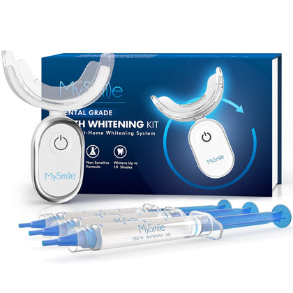 MySmile Teeth Whitening Kit for Sensitive Teeth with LED Light, 10 Min Non-Sensitive Fast Teeth Whitener, 3 Carbamide Peroxide Teeth Whitening Gel, Enamel Safe