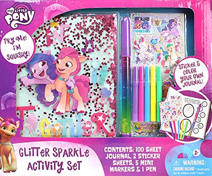 Tara Toy - My Little Pony Glitter Sparkle Activity Set - Unleash Creativity with Stickers, Coloring, and More, Portable Playset Holiday Gift for Kids, Designed for Fun and Learning, for Kids Ages 3+