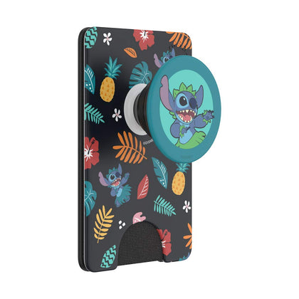 PopSockets Phone Wallet with Expanding Phone Grip, Phone Card Holder, Disney PopWallet - Stitch Aloha Pattern