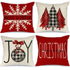 GEEORY Christmas Pillow Covers 18x18 Set of 4 for Xmas Decorations Buffalo Plaid Check Christmas Tree Joy Snow Pillow Cases Winter Holiday Throw Pillows Farmhouse Decor for Couch