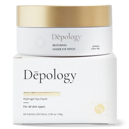 depology Restoring Hydrogel Under Eye Patch | 60 Patches | Brightening Caffeine Gold Pads for Dark Circles | Puffiness | Wrinkles | Refresh | Travel