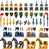 MIUTRUE Medieval Weapons Accessories Knights Block Toy with Figures (10 Sets Weapons & 4 Sets Horses & 10 Figures)