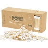 Greenzla Organic Cotton Swabs 600 Pack - Biodegradable Vegan Bamboo Cotton Buds with Plant-Based Packaging, Wooden Ear Swabs with Soft & Gentle Cotton Tips, Comes with Eco-Friendly Cotton Swab Holder