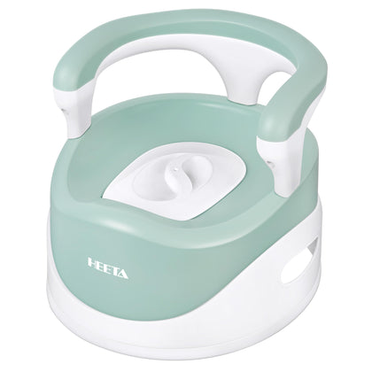 HEETA Potty Chair for Boys Girls, Toddler Potty Training Seat Comfortable Potty Chair with a High Backrest Handles and Splash Guard, Removable Bowl Easy to Clean, Wide Non-Skid Stable Base Safe, Green