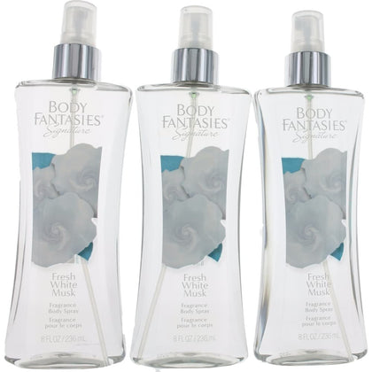 Fresh White Musk by Body Fantasies 3 Pack 8oz Fragrance Body Spray women