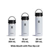 Hydro Flask Wide Mouth Bottle with Flex Sip Lid - Insulated Water Bottle Travel Cup Coffee Mug White 20 oz
