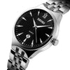 SKMEI Business Men's Brand Watch Stainless Steel Band Date Display Good Looking Luminous Pointer Quartz Wristwatch (Silver+Black)