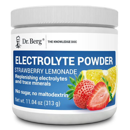 Dr. Berg Hydration Keto Electrolyte Powder - Enhanced w/ 1,000mg of Potassium & Real Pink Himalayan Salt (NOT Table Salt) - Strawberry & Lemonade Flavor Hydration Drink Mix Supplement - 50 Servings