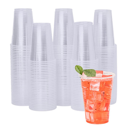 YEEHAW Plastic Cups 9 oz - 500 Pack, Disposable Clear Plastic Cups, Cold Party Drinking Cups, Transparent Plastic Cups Bulk for Ice Cream, Disposable Cups for Wedding,Christmas Party