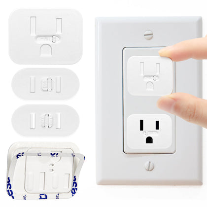 30Pcs New Upgrade Baby Proof Outlet Covers, Catcan Self-Adhesive Outlet Plug Covers Child Proof Electrical Outlet Covers for Home, Office (22 * 3 Prong+8 * 2 Prong)