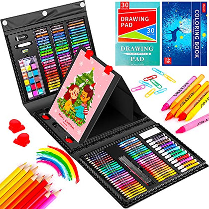 iBayam Arts and Crafts Supplies Drawing Kits with Trifold Easel, Sketch Pad, Coloring Book, Pastels, Crayons, Pencils for Kids, Gifts for Teen Girls Boys 6-8-9-12