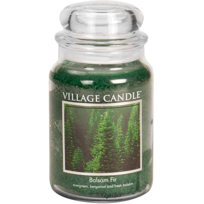 Village Candle Balsam Fir Large Apothecary Jar, Scented Candle, 21.25 oz., Green