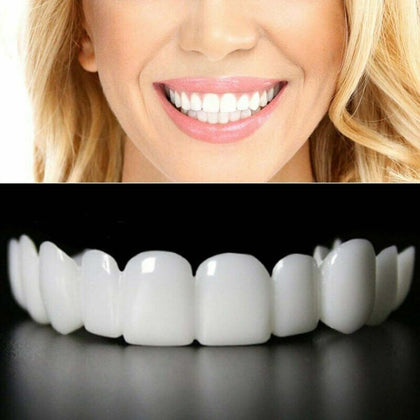 Hannahcos Fake Teeth,2Pairs Veneers Dentures Socket for Women and Men,Veneers for Temporary Tooth Repair Kit Upper and Lower Jaw, Protect Your Teeth and Regain Confident Smile
