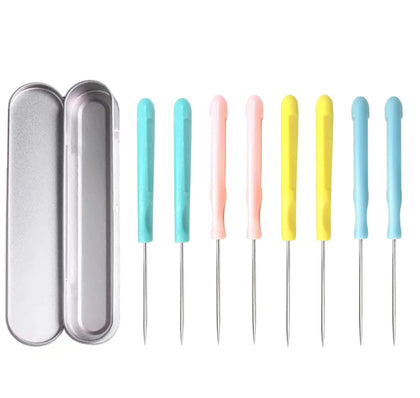 8 PCS 5.2 Inches Sugar Stir Needle Includes Stainless Steel Case and Needle Protector, Cookie Scribe Needles Cake Decorating Needle Tool Cookie Decoration Supplies