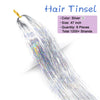 Hair Tinsel Kit With Tools 47Inch 1200 Strands Glitter Hair Extensions Sparkling Shiny Hair Tinsel Strands Kit Heat Resistant for Women Girls 6Pcs (Silver)