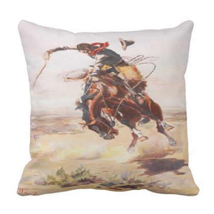 Emvency Throw Pillow Cover Old Vintage Wild West Cowboy Bucking Horse Decorative Pillow Case Home Decor Square 20 x 20 Inch Pillowcase