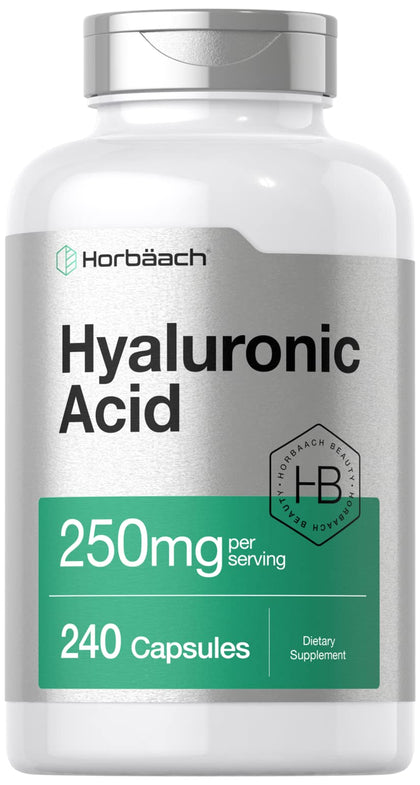 Hyaluronic Acid Capsules | 250 mg | 240 Count | Non-GMO and Gluten Free Supplement | by Horbaach