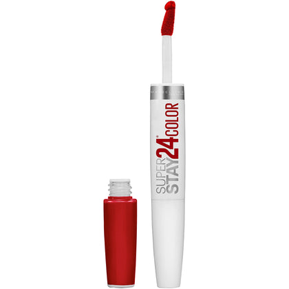 Maybelline Super Stay 24, 2-Step Liquid Lipstick Makeup, Long Lasting Highly Pigmented Color with Moisturizing Balm, Keep It Red, Red, 1 Count