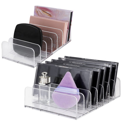 2 Pack Eyeshadow Makeup Palette Organizer, 7 Section Palette Holder Makeup Storage Organizer Christmas Gifts for Women (S+M)
