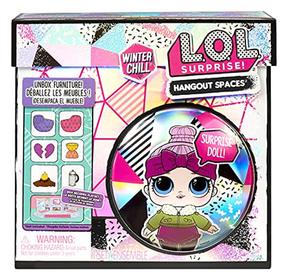 L.O.L. Surprise! Winter Chill Hangout Spaces Furniture Playset with Cozy Babe Doll, 10+ Surprises, Accessories, for LOL Dollhouse Play- Collectible Toy for Kids,Girls Boys Ages 4 5 6 7+ Years