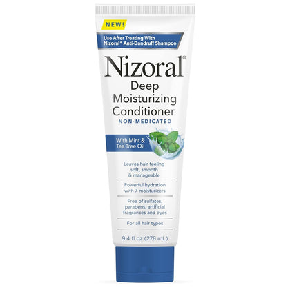 Nizoral Deep Moisturizing Conditioner with Mint & Tea Tree Oil for All Hair Types - Free of Sulfates, Parabens, Artificial Fragrances and Dyes, 9.4 oz