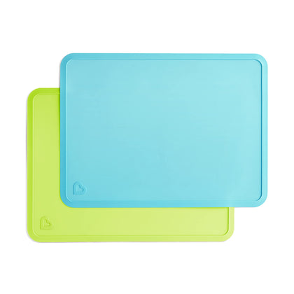 Munchkin® Spotless Silicone Placemats for Kids, 2 Pack, Blue/Green