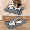 IYYI Cat Food Mat, Silicone Pet Food Mat for Floor, Waterproof Non Slip Pet Feeding Mat, Raised Edge Cat Bowl Mat to Stop Food Spills and Water Messes(Gray+M)